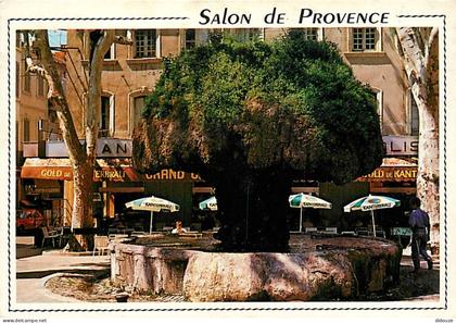 Carte Postale - 13 - Salon de Provence - La Fontaine moussue et la Place Crousillat - Flamme Postale de Salon de Provenc