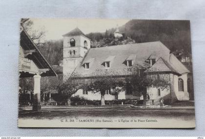 Samoens, l'église et la place centrale, Haute Savoie 74