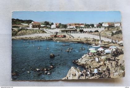 AB853/3, Cpsm, Sanary sur mer, plage de Port Issol, Var 83