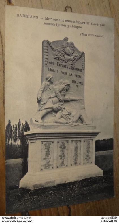 SARRIANS , monument comméroratif .......... 25221