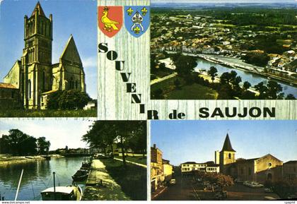 CPSM Saujon L'Eglise Vue Generale Le Port La Place