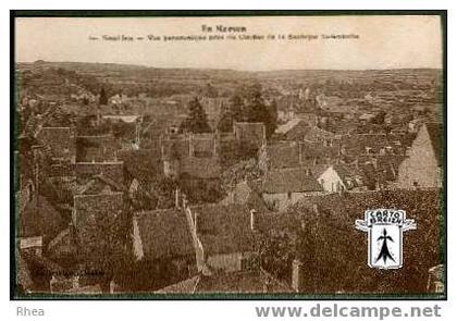 21 Saulieu - 60. Saulieu - Vue panoramique prise du Clocher de la Basilique St-Andoche - sépia