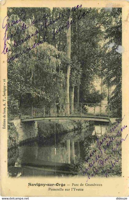 91 - Savigny sur Orge - Parc de Grandvaux - Passerelle sur l'Tvette - Animée - CPA - Voir Scans Recto-Verso