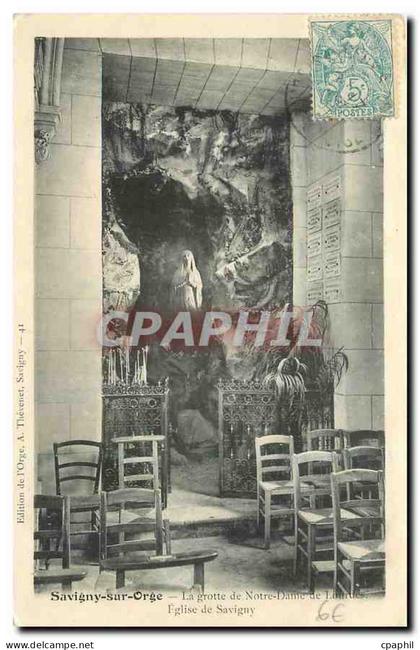 CPA Savigny sur Orge La Grotte de Notre Dame Eglise de Savigny