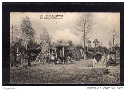 91 SENART Foret de Sénart, Cabane de Bucherons, animée, Affutage, Métier, ed Mulara 82 ter, 190?