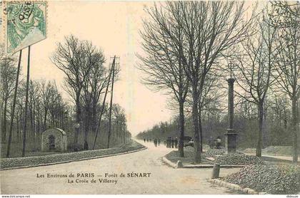 Carte Postale Ancienne - 91 - Sénart - Forêt de Sénart - La Croix de Villeroy - Animée - CPA - Oblitération de 1907 - Vo