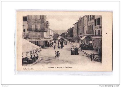 11 SIGEAN Avenue de Perpignan, animée, Café National, ed Hue, 190?