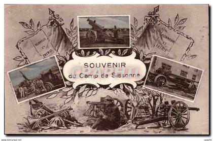 Sissonne - Souvenir du Camp de Sissonne - militaria - soldat - canon- CPA