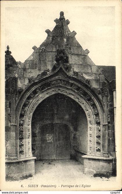 CPA Sizun Portique de l Eglise