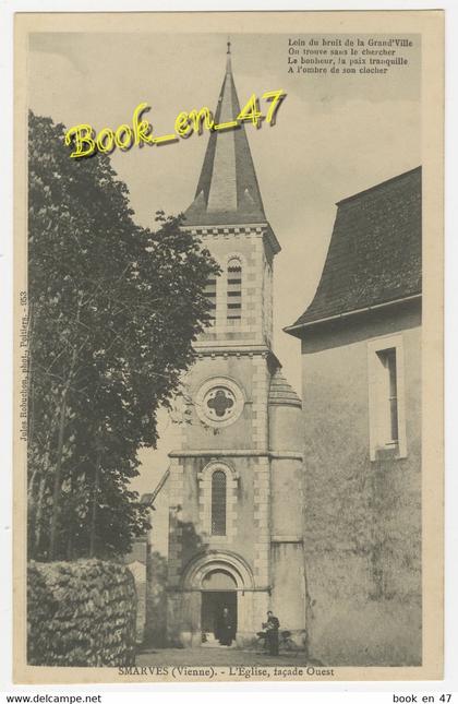 {22548} 86 Vienne Smarves , L' Eglise , façade Ouest ; animée.  " en baisse "
