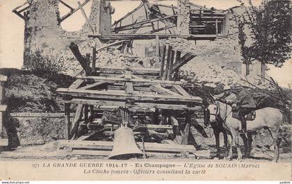 Carte postales [51] Souain-Perthes-lès-Hurlus l'église détruite  très beau plan