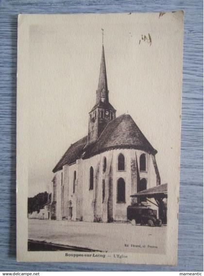 Cpa Souppes sur Loing (77) l'église