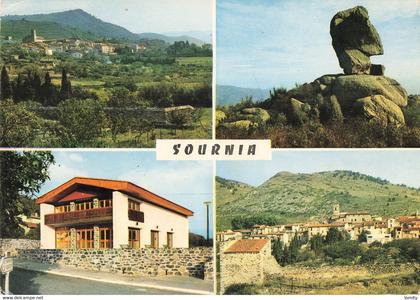 66 Sournia vues rocher Cornu foyer rural vue générale  CPM cachet Sournia 1986