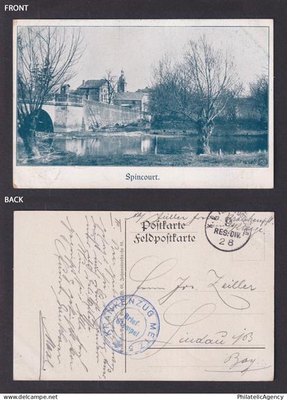 Vintage postcard France Spincourt Meuse bridge WWI Feldpost 1915