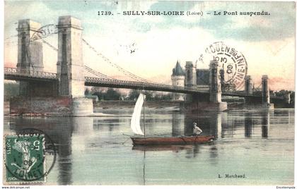 CPA carte postale France  Sully sur Loire  Pont suspendu 1909 VM60685