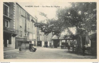 CPA FRANCE 30 " Sumène, La place de l'église".