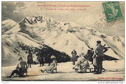 - ref -M304- haute garonne - superbagneres - depart des luges - luge - sports d hiver - labouche n°2 -