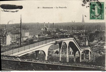 CPA Suresnes La Passerelle Dirigeable
