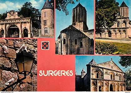 Carte Postale - 17 - Surgères - Multivues - Blasons - Flamme Postale de Surgères Flamex 80 - CPM - Voir Scans Recto-Vers
