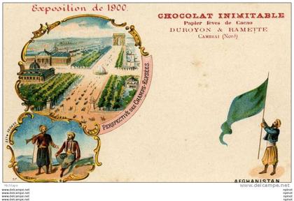 EXPO DE 1900 PUB CHOCOLAT INIMITABLE AFGANISTAN  TB ETAT COULEURS