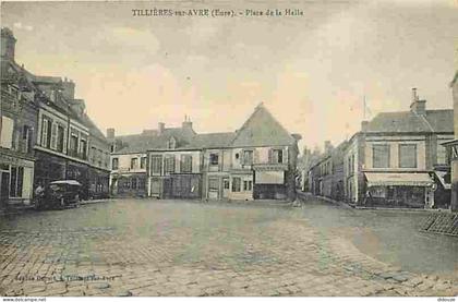 27 - Tillières sur Avre - Place de la Halle - Animée - Automobiles - CPA - Voir Scans Recto-Verso
