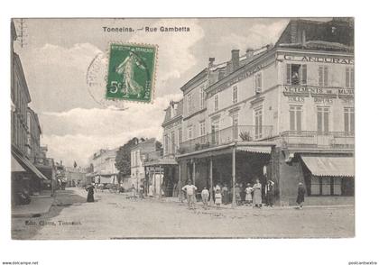 Tonneins (47) - Rue Gambetta - old France postcard