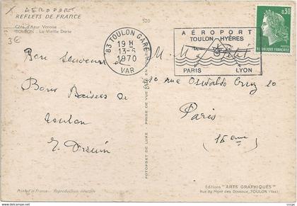 CPM Toulon La Vieille Darse - Cachet Aéroport Toulon Hyères