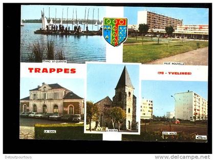 TRAPPES Yvelines 78 : etang st quentin ville nouvelle la gare ferroviaire sncf l'église cité macé