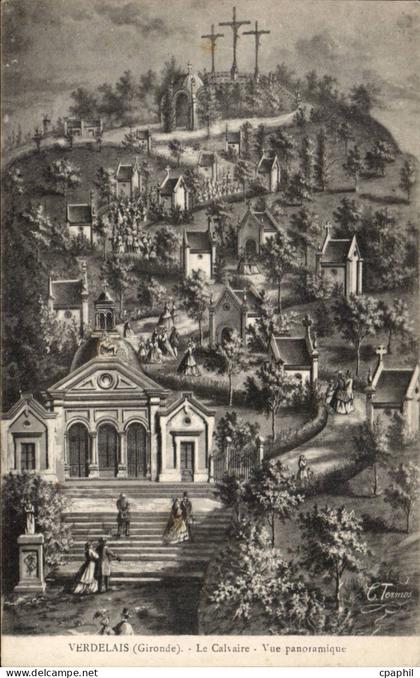 CPA Verdelais Le calvaire Vue panoramique