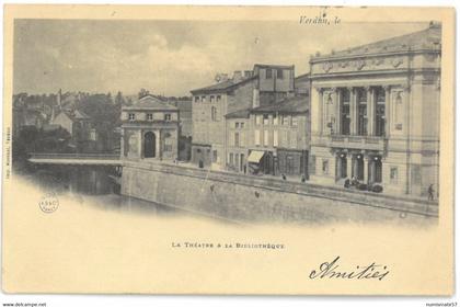 CPA VERDUN - Le Théâtre et la Bibliothèque - Ed. Marchal , Verdun