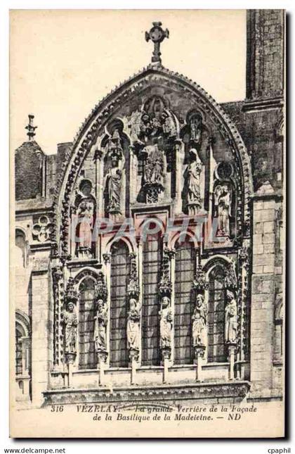 CPA Vezelay la grande Verriere de la facade de la Basilique de la Madeleine