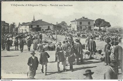 TARN : Villefranche d'Albigeois, Marché aux Bestiaux, TOP CARTE Animée, RARE...