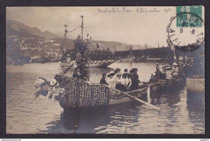 Carte photo-Villefranche sur Mer-Bataille de fleurs