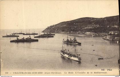 CPA Villefranche Sur Mer La Rade L'Escadre De La Mediterranee Bateaux