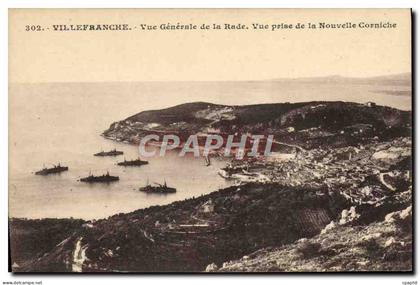 CPA Villefranche sur mer Vue generale de la rade Vue prise de la nouvelle corniche Bateaux