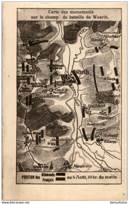 Woerth sur Sauer - Carte des monuments sur le champ de bataille de Woerth
