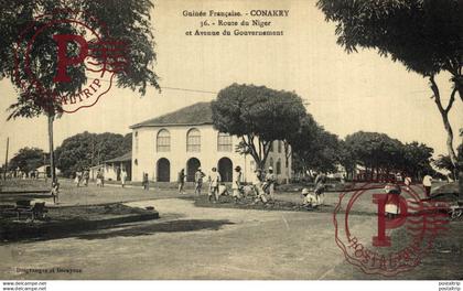 AFRICA. GUINEA FRANCESA. GUINEE FRANÇAISE. CONAKRY. ROUTE DU NIGER ET AVENUE DU GOUVERNEMENT