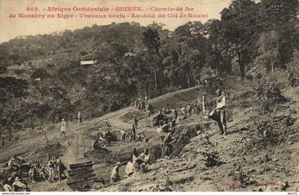 PC AFRICA GUINEA FRENCH GUINEA CONAKRY NIGER RAILWAY CONSTRUCTION (b63963)