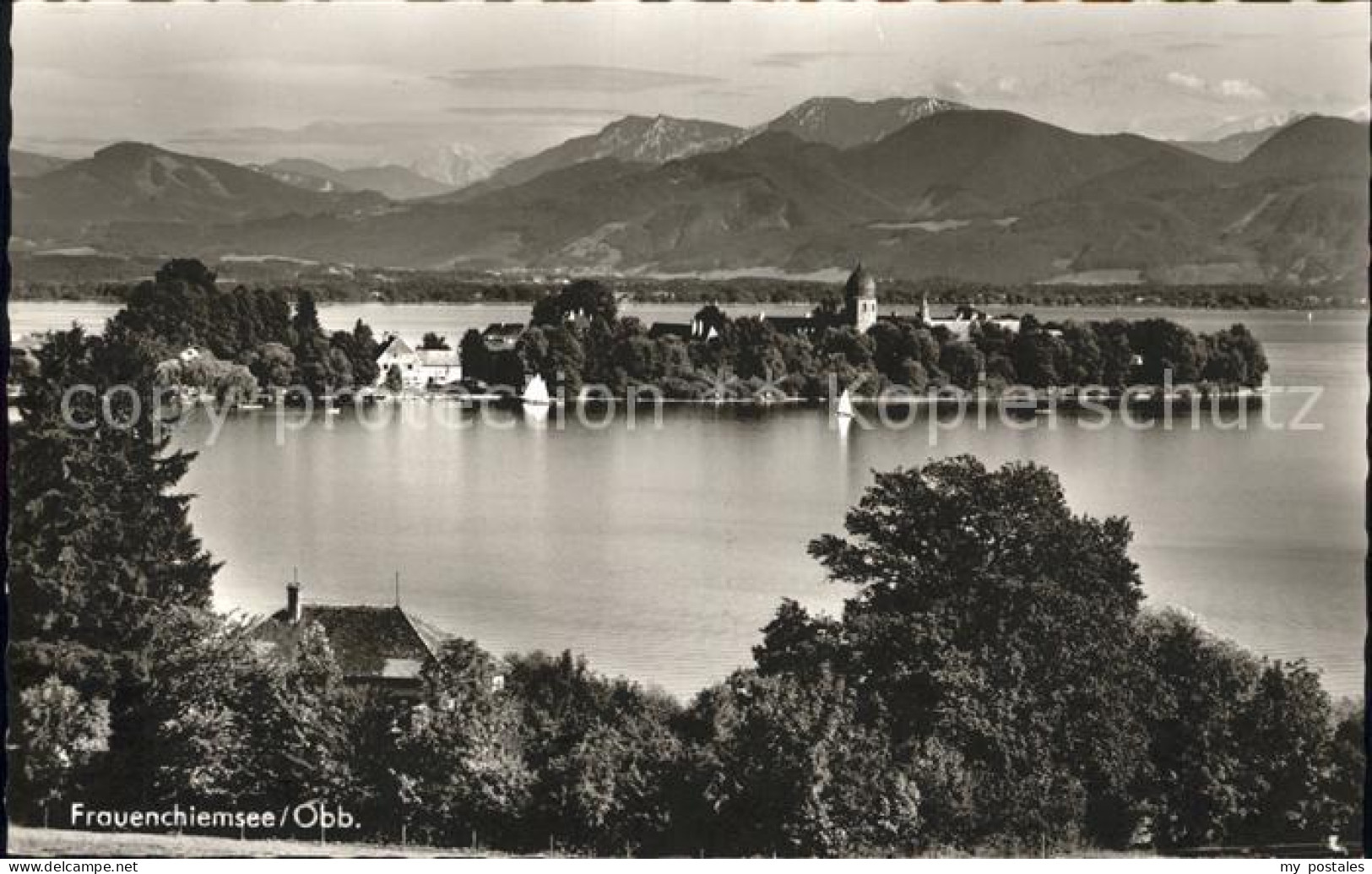 Frauenchiemsee Insel Blick auf Chiemgauer Alpen
