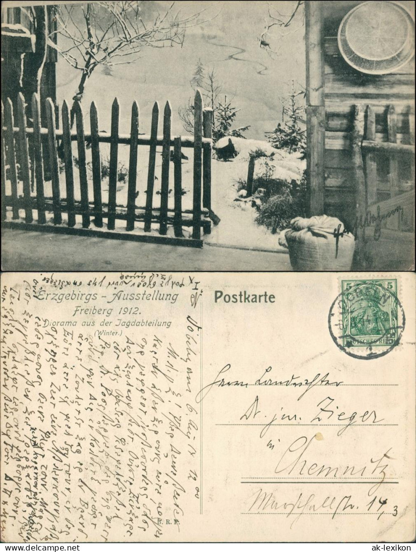 Freiberg (Sachsen) Erzgebirgsausstellung Diorama Jagdabteilung 1912