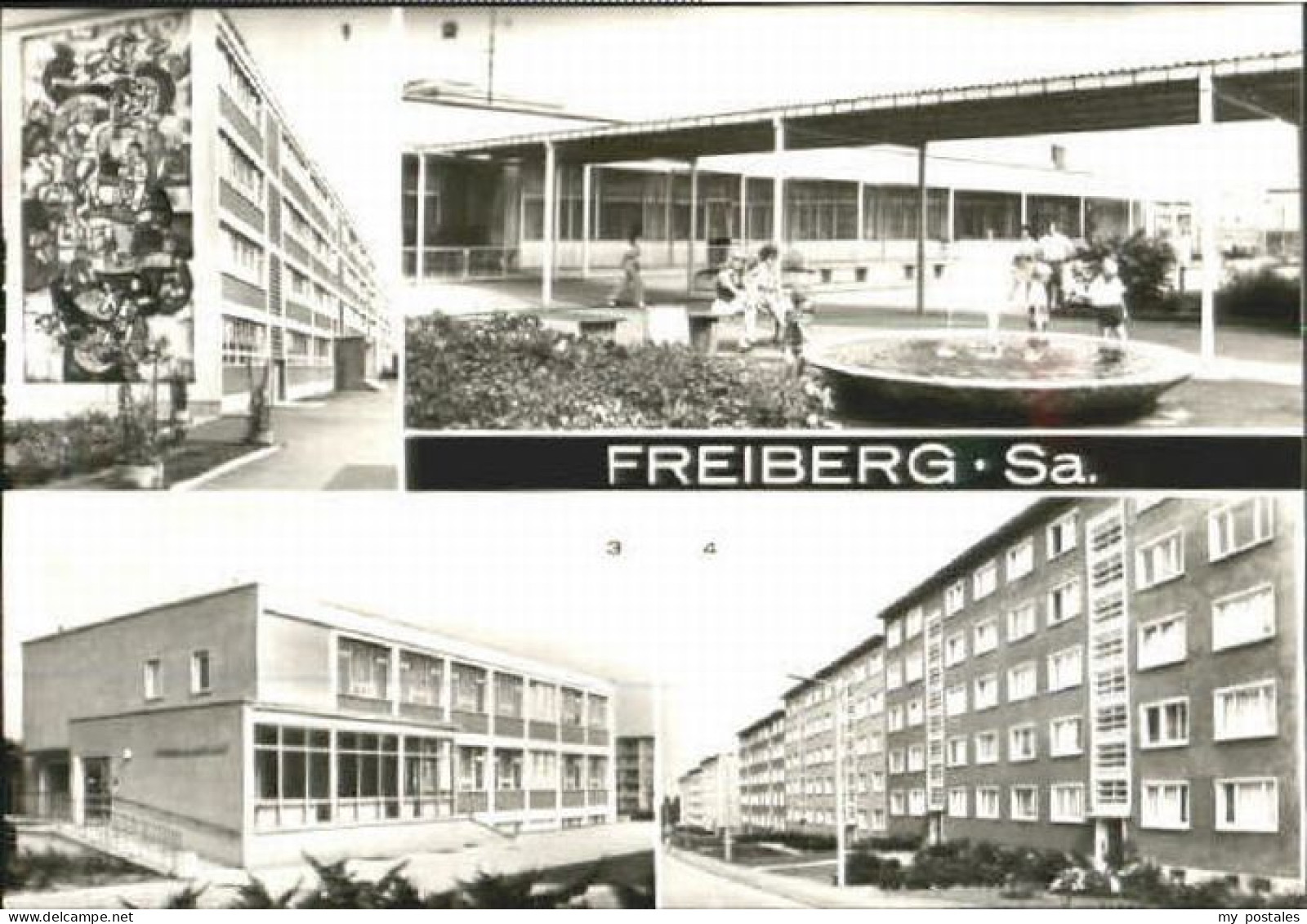 Freiberg Sachsen Freiberg Schule  ungelaufen ca. 1965