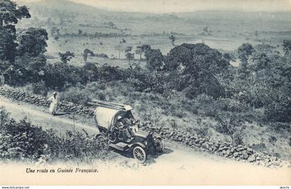 PC AFRICA GUINEA FRENCH GUINEA ROAD SCENE OLD TYPE AUTO VINTAGE PC (b63967)