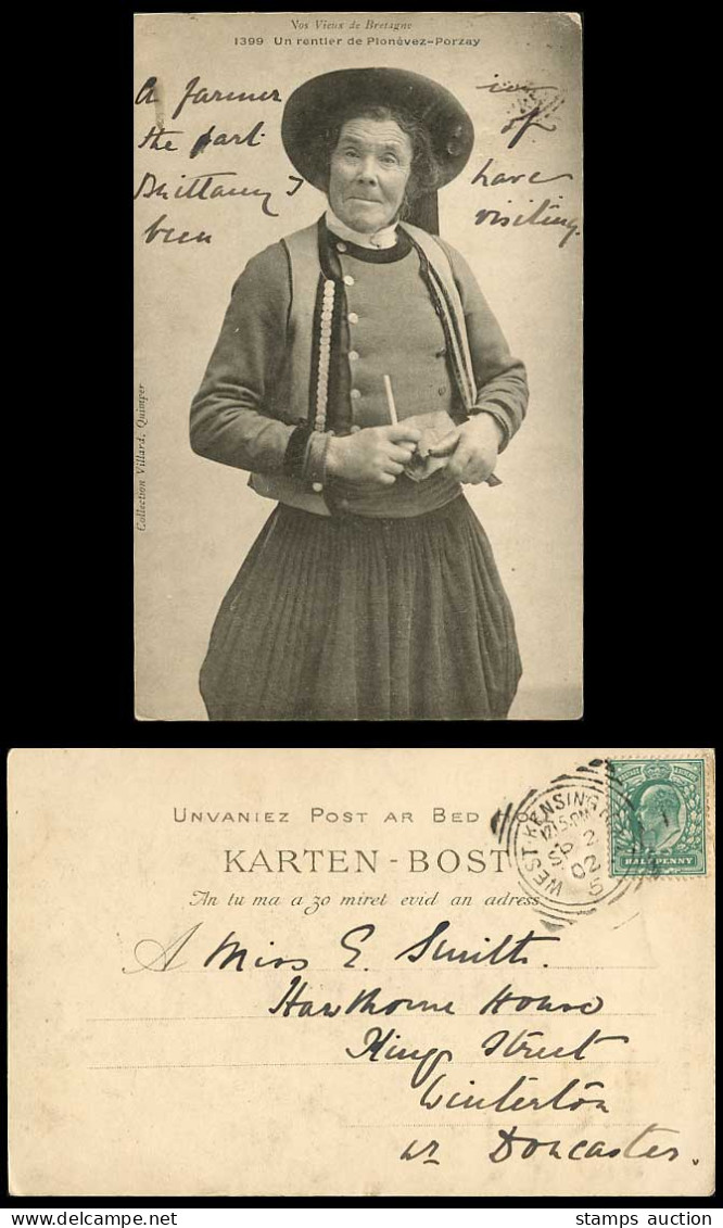 French Old Man Vos Vieux Bretagne Un Rentler de Plonevez-Porzay Vintage Postcard