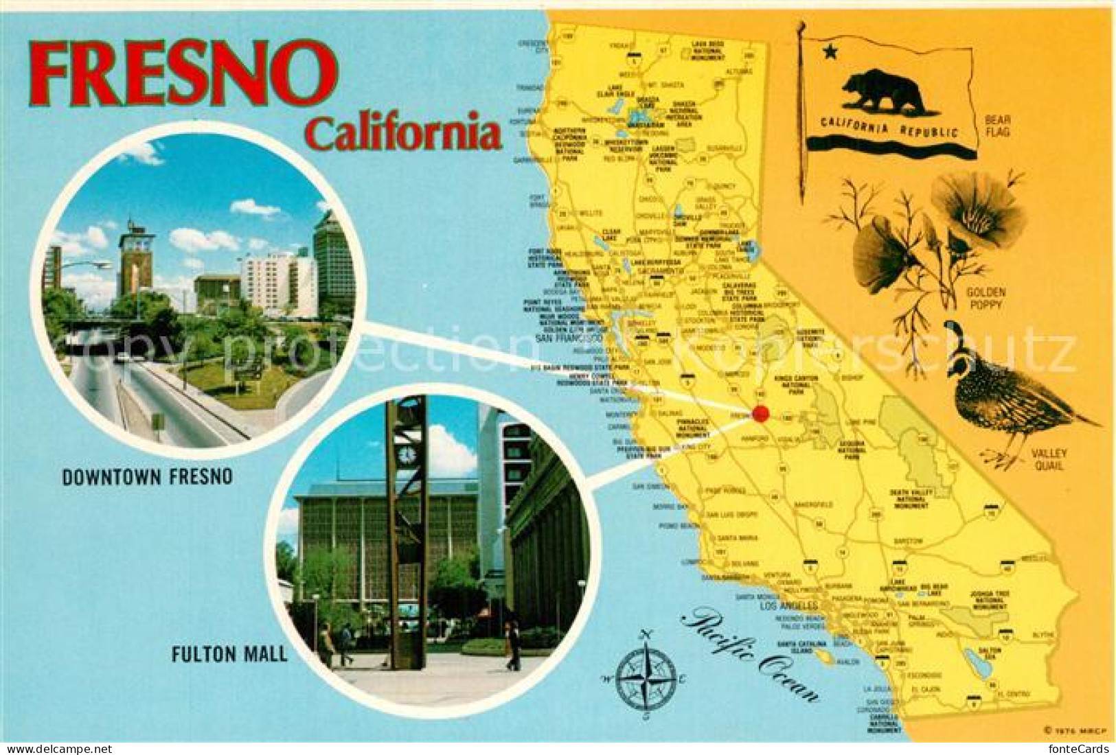 Fresno California Downtown Fresno Fulton Mall Karte