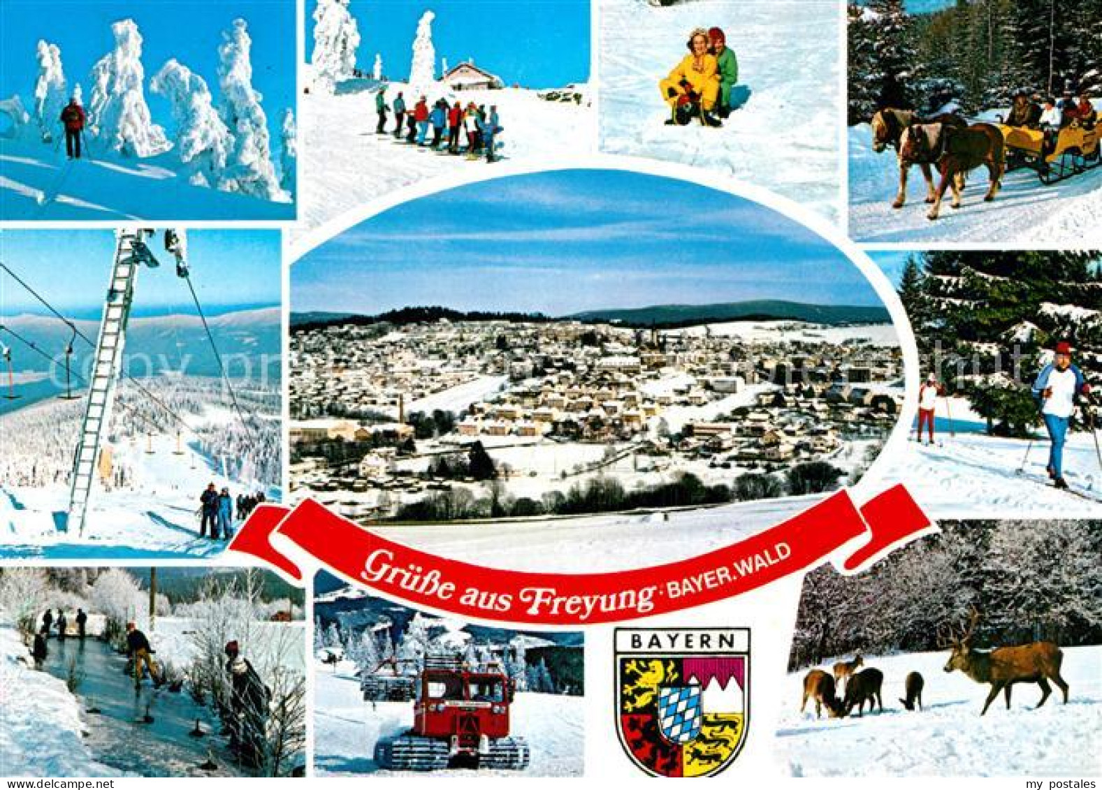 Freyung Freyung-Grafenau Bayern Skigebiet Pferdeschlitten Schleppschift Eisstock