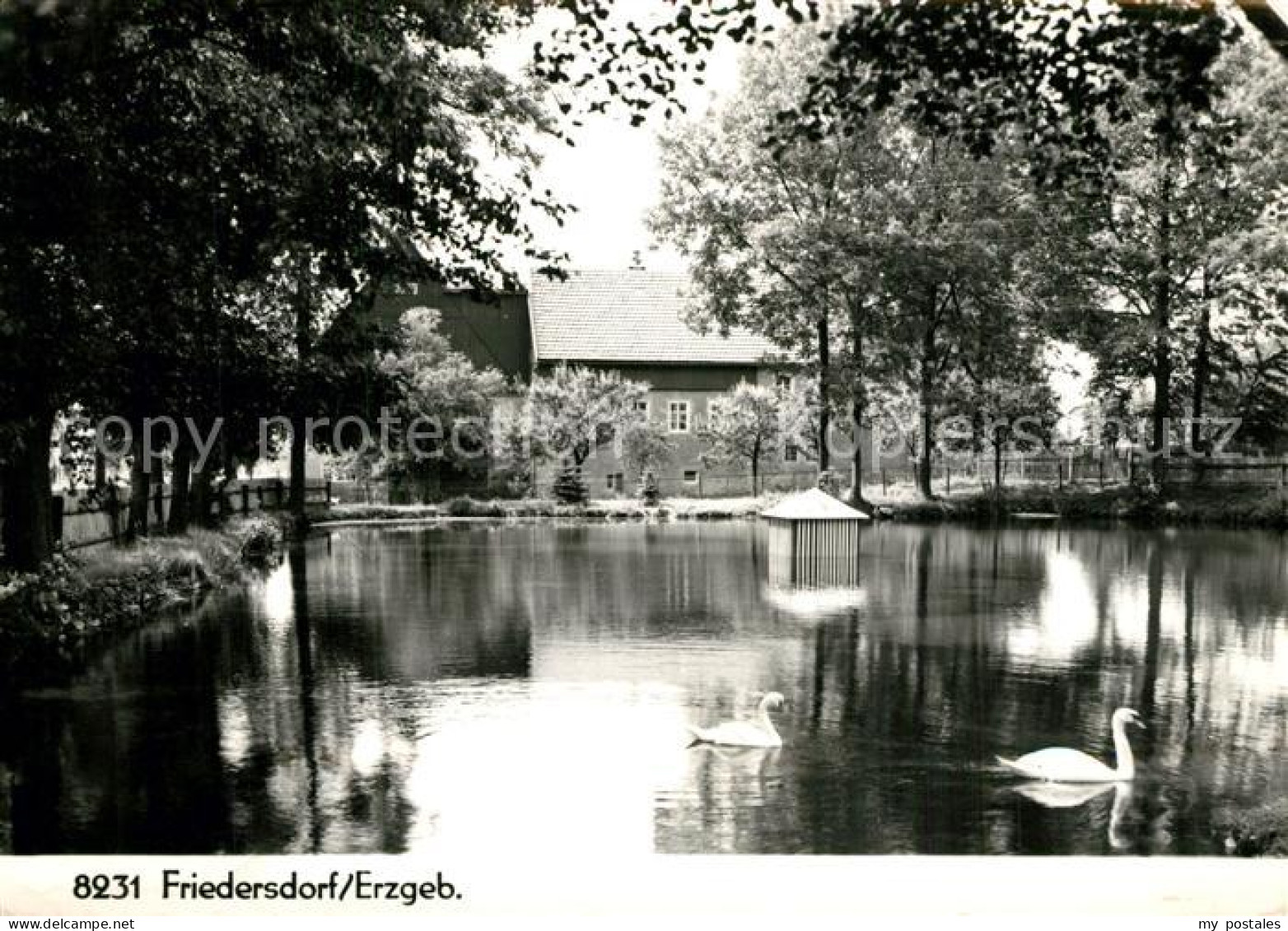Friedersdorf Klingenberg Schwanenteich Handabzug