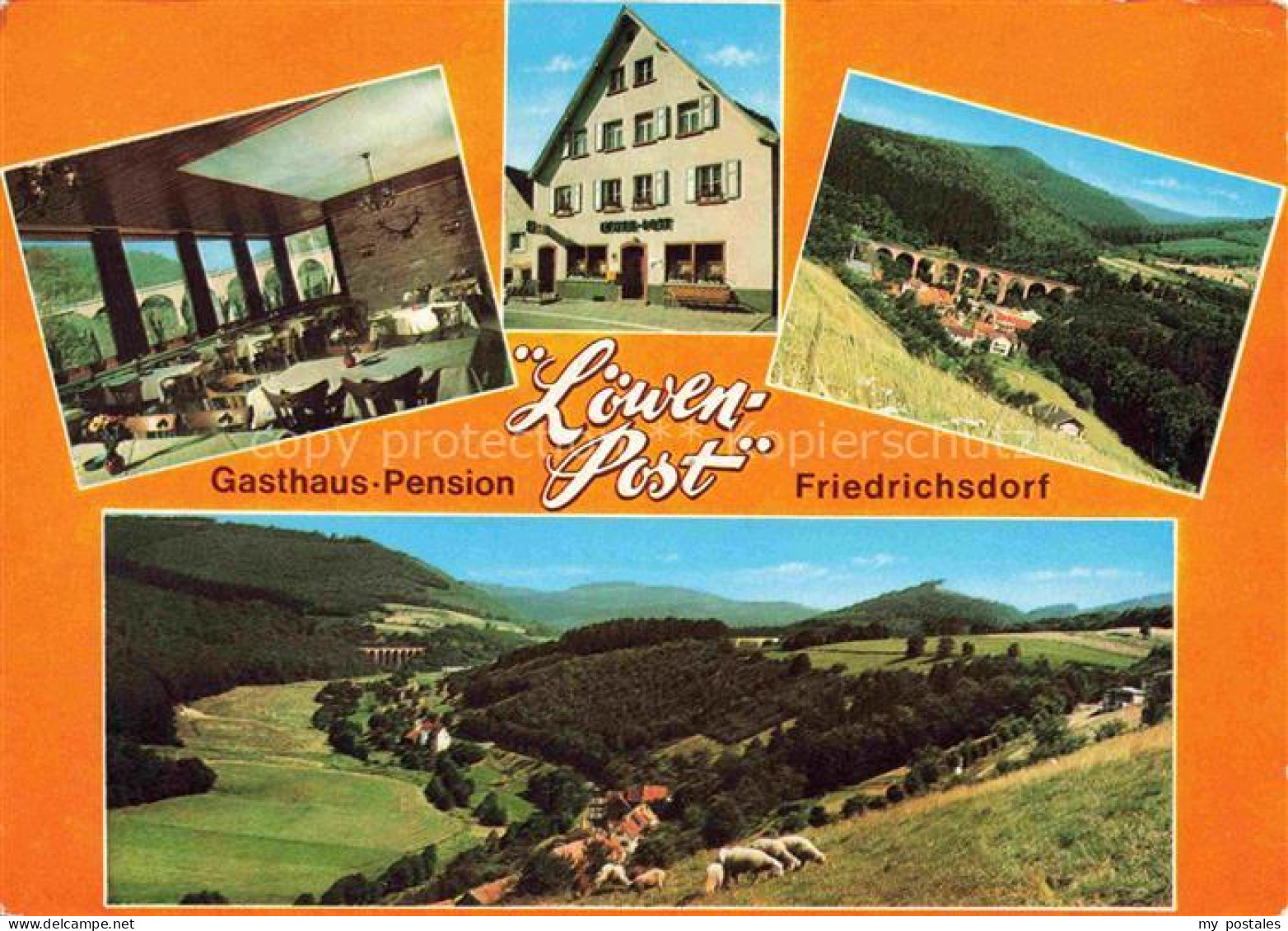 Friedrichsdorf  Taunus Hessen Gasthof Loewen Post Gastraum Viadukt Panorama