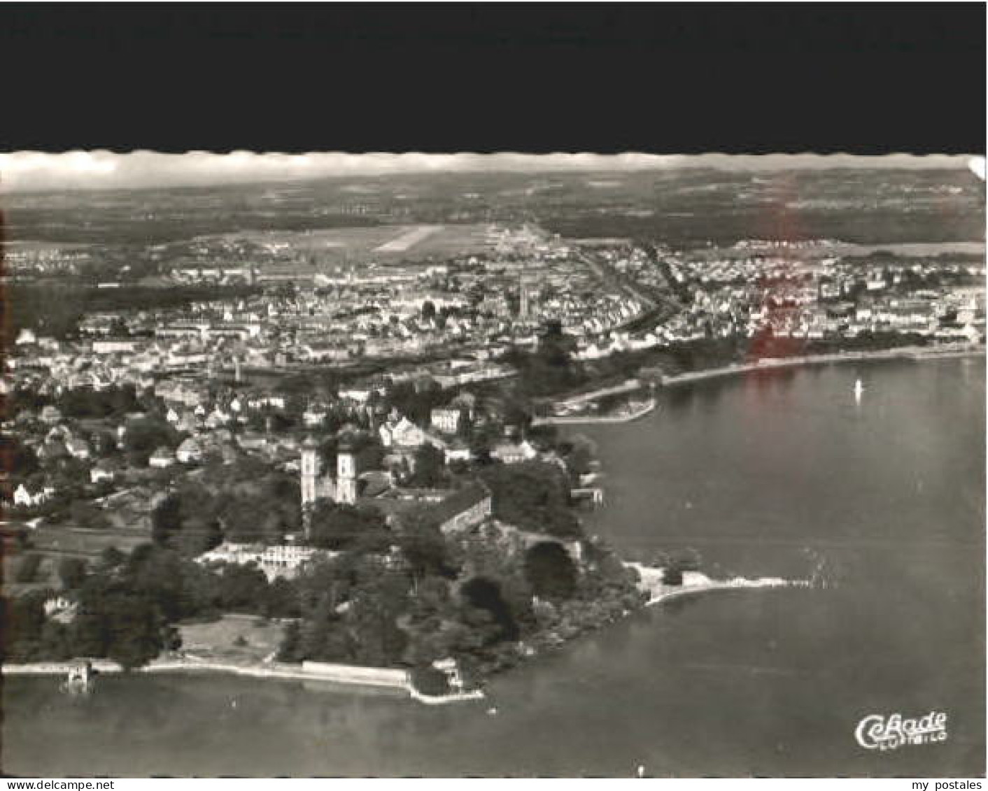 Friedrichshafen Bodensee Friedrichshafen Fliegeraufnahme ungelaufen ca. 1955