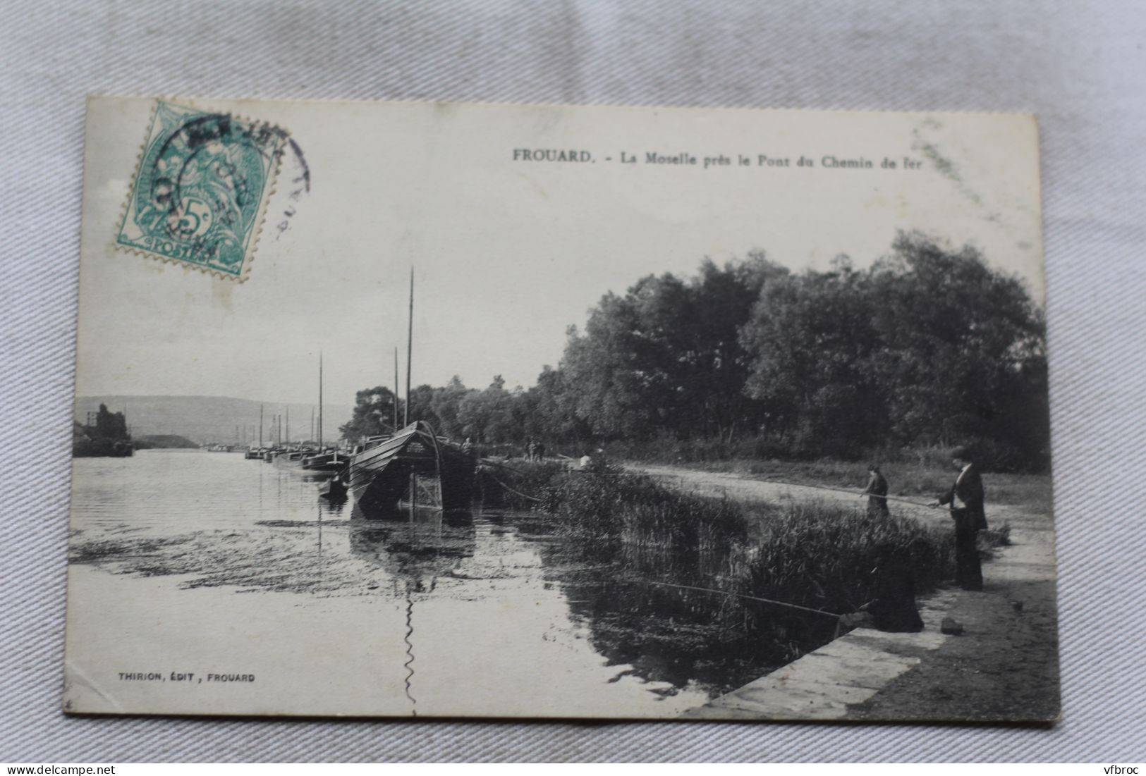 Frouard, la Moselle près le pont du chemin de fer, pêche, Meurthe et Moselle 54