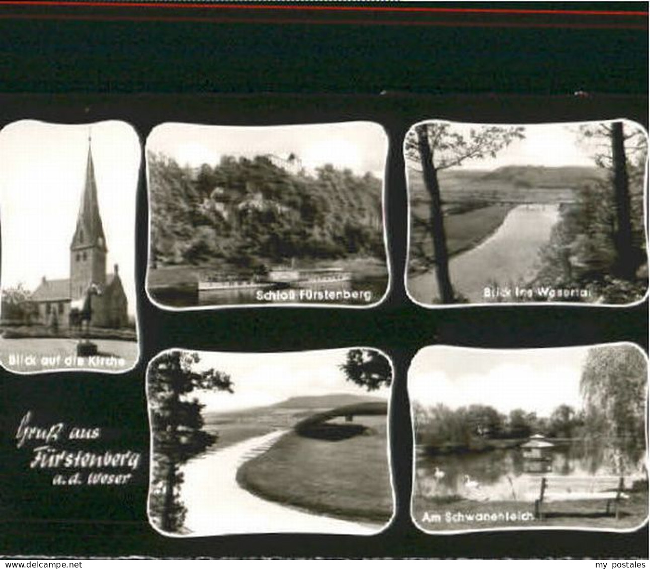 Fuerstenberg Mecklenburg Fuerstenberg Kirche Schloss Teich ungelaufen ca. 1955